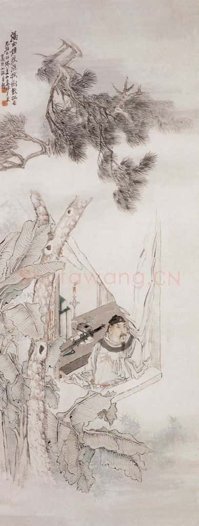 1879年 沙馥 秉烛观书 书画作品