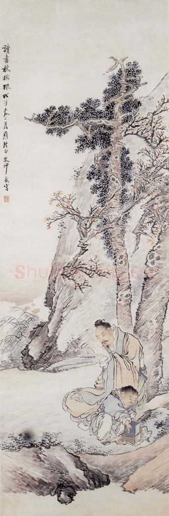 1888年 沙馥 读书图 书画作品