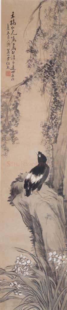 1850年 任熊 花鸟屏 书画作品