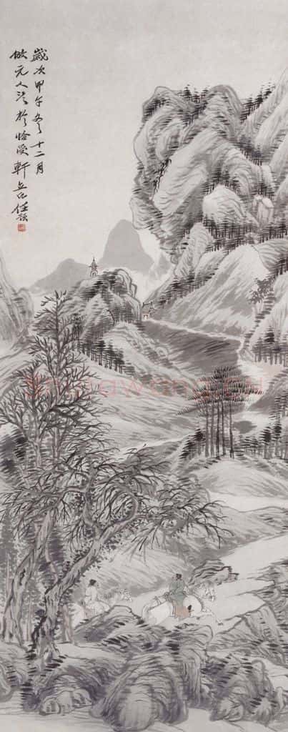 1894年 任预 走马萧寺图 书画作品