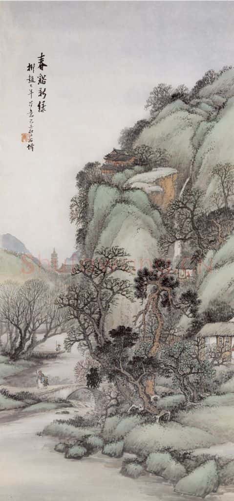 1909年 吴石仙 春溪新绿 书画作品