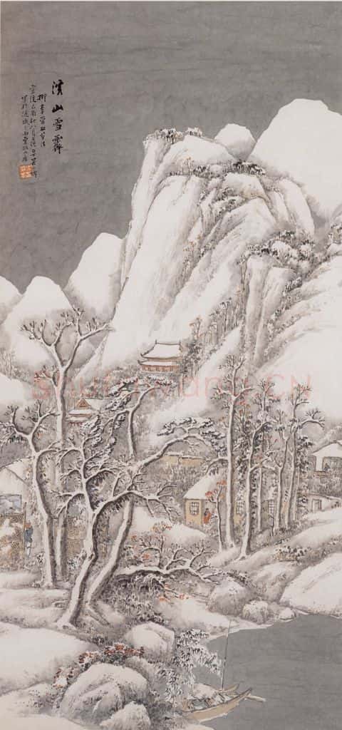1909年 吴石仙 溪山雪霁 书画作品