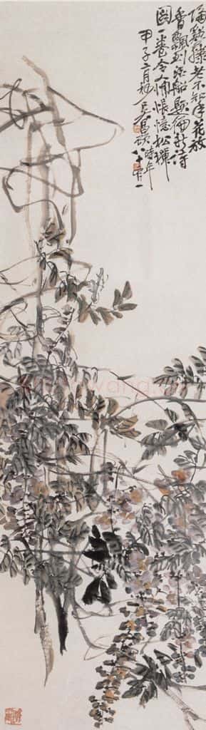 1924年 吴昌硕 老藤飘香 书画作品