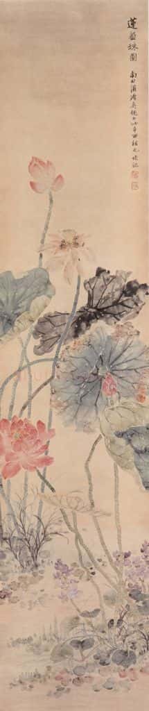1909年 陆恢 花卉屏 书画作品
