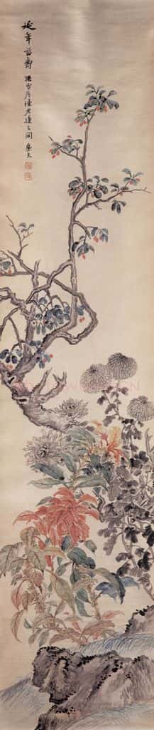 1909年 陆恢 花卉屏 书画作品