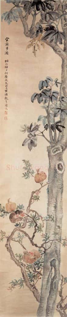1909年 陆恢 花卉屏 书画作品