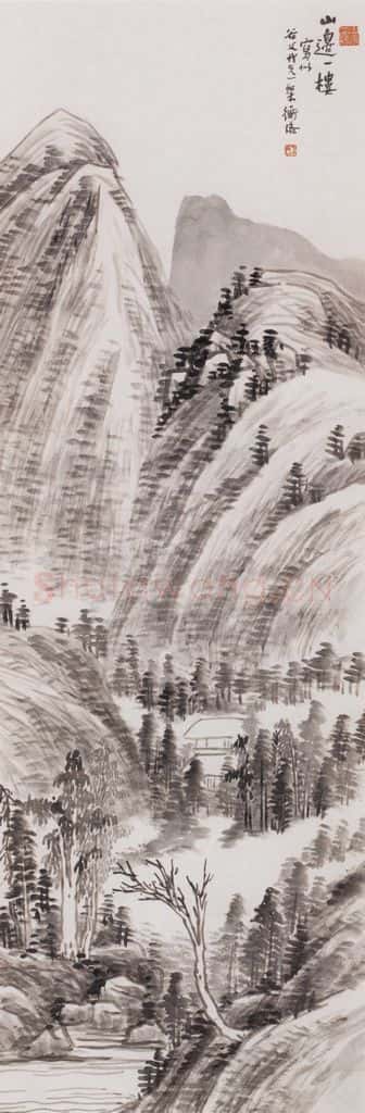 不详 陈师曾 山边一楼 书画作品