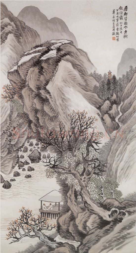 1877年 胡公寿 秋水寒山 书画作品