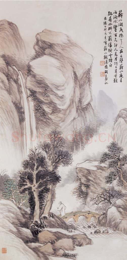 1879年 胡公寿 观瀑图 书画作品