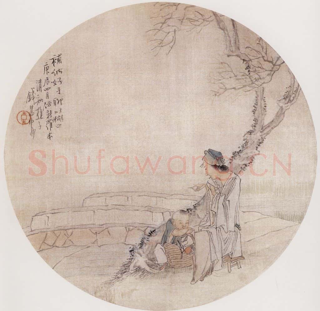 1880年 钱慧安 补纳图 书画作品
