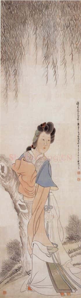 1851年 任熊 仕女 书画作品