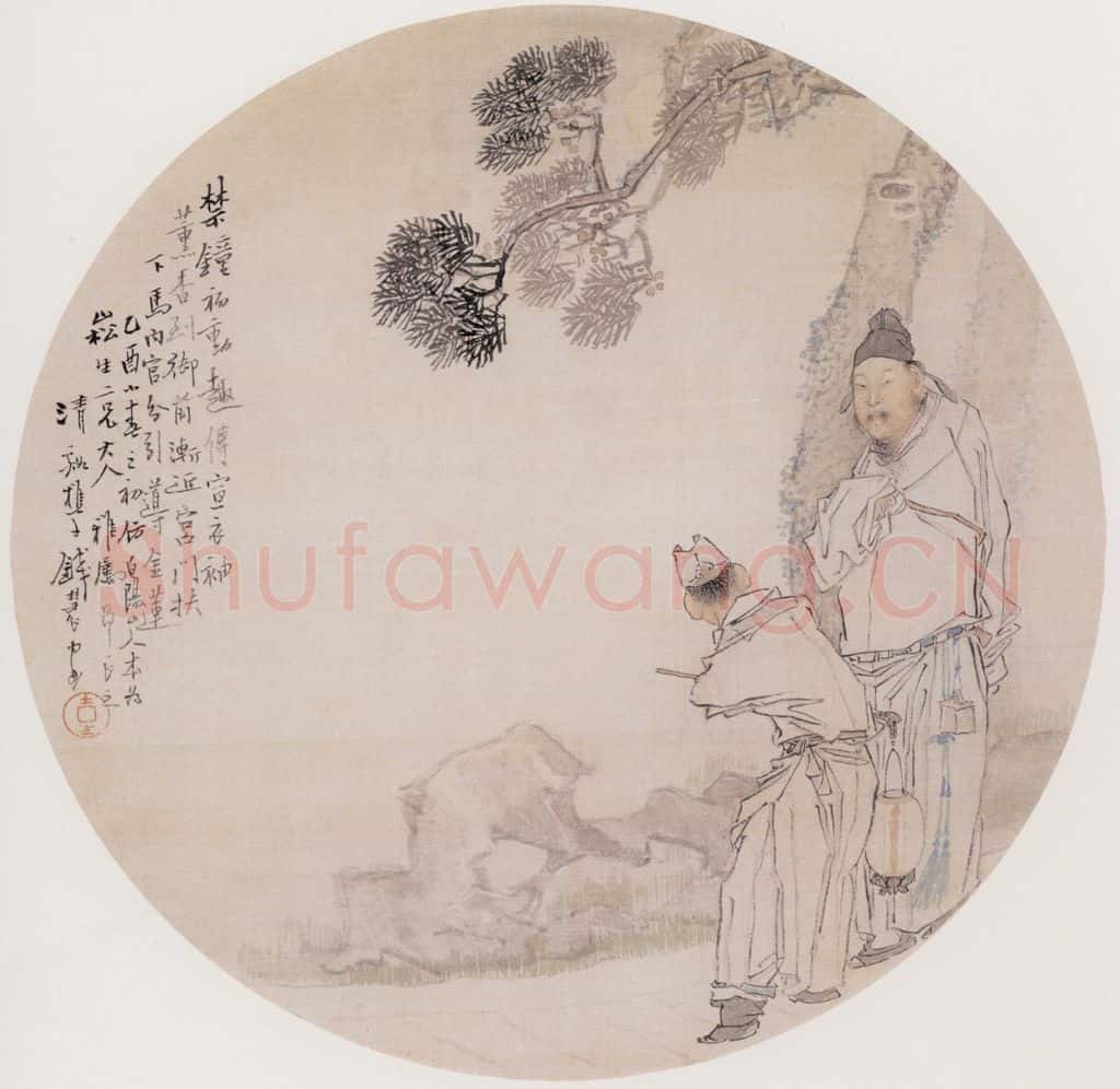 1885年 钱慧安 导引图 书画作品