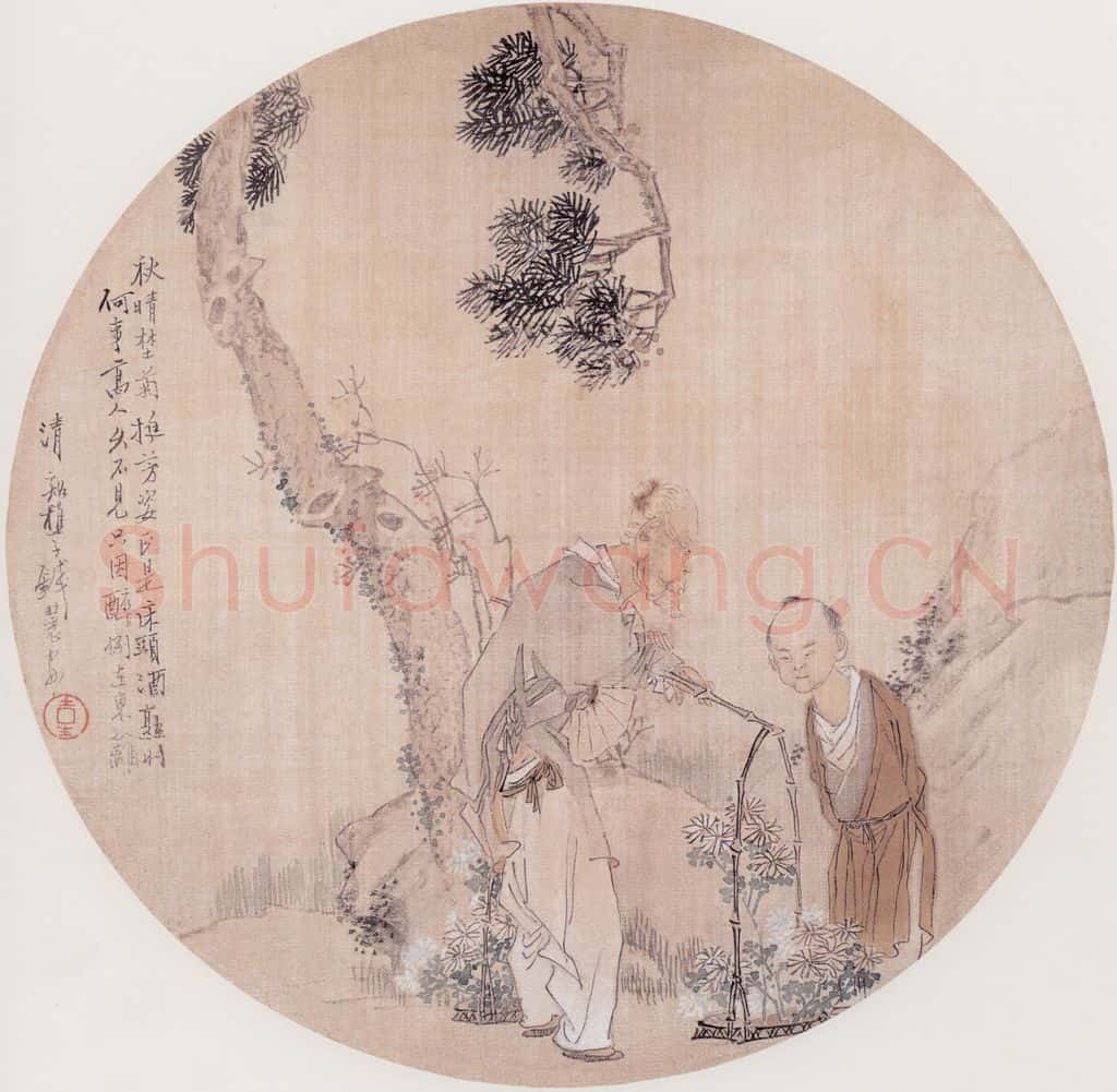 不详 钱慧安 东篱采菊 书画作品