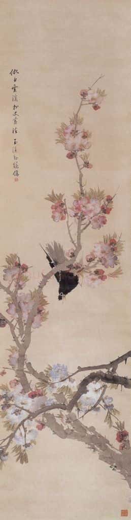 1881年 朱偁 花鸟屏 书画作品