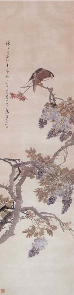 1881年 朱偁 花鸟屏 书画作品