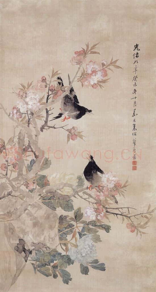 1883年 朱偁 花鸟 书画作品