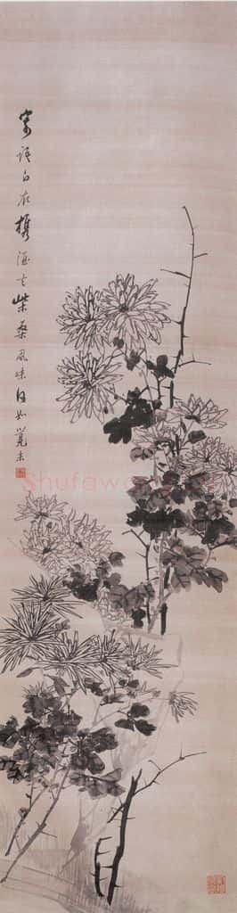 1892年 朱偁 花卉屏 书画作品