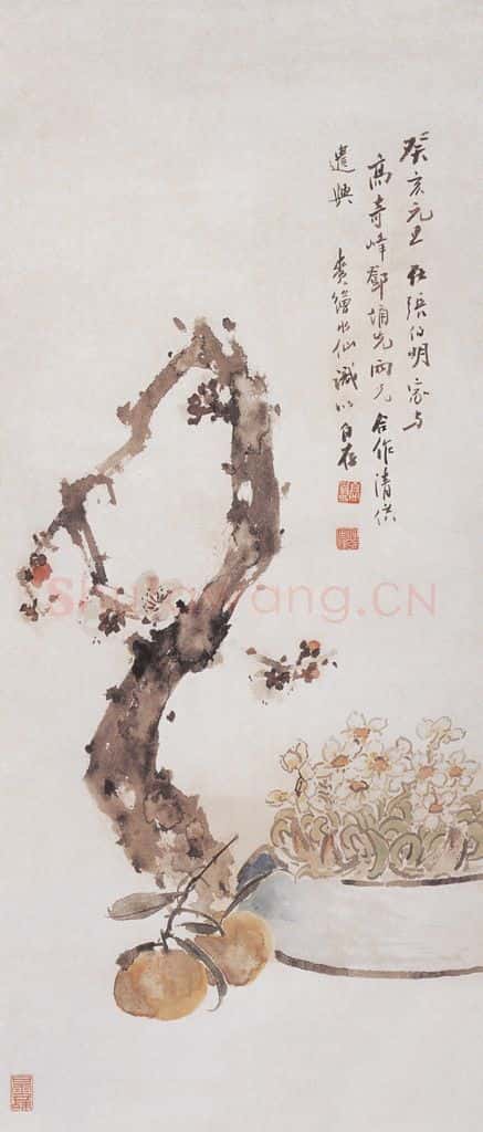 1923 高奇峰《清供图》书画作品