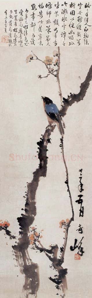 1932 高奇峰《梅花小雀》书画作品