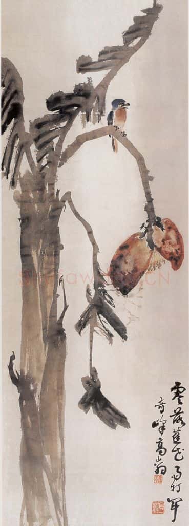 高奇峰《蕉雀图》书画作品