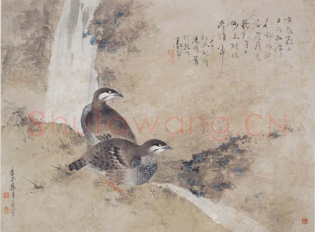 约1906 高奇峰《鹧鸪》书画作品