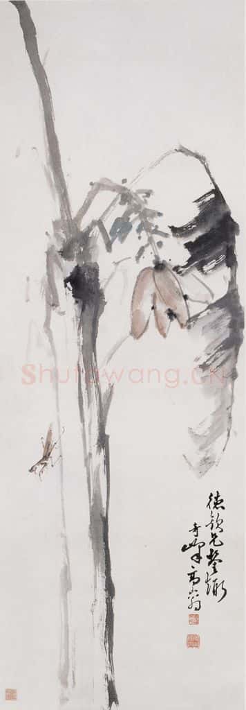 高奇峰《芭蕉螳螂图》书画作品