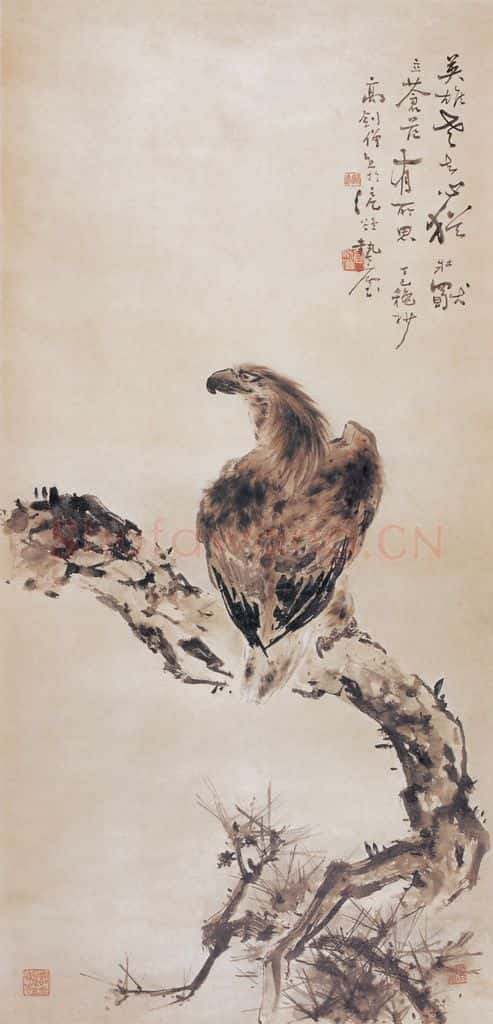 高剑僧《松鹰图》书画作品