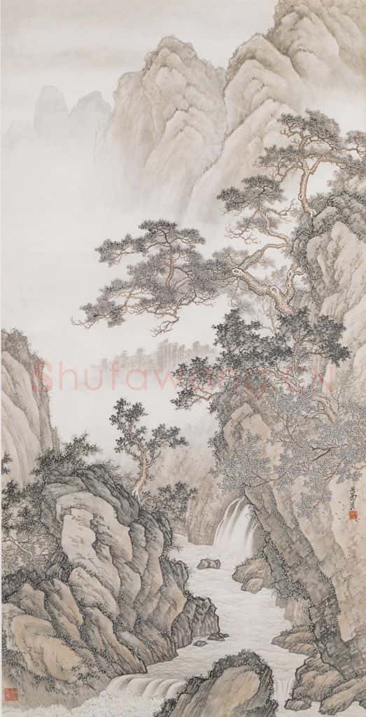  黎葛民《山雨欲来图》书画作品