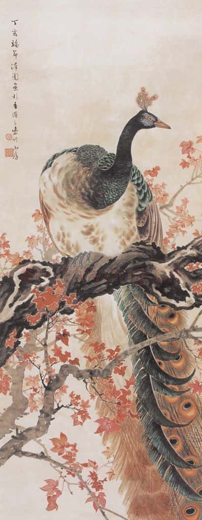 1947 何漆园《丹林翠羽图》书画作品