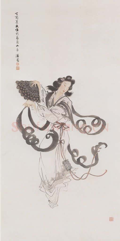 1957 何漆园《扇舞图》书画作品