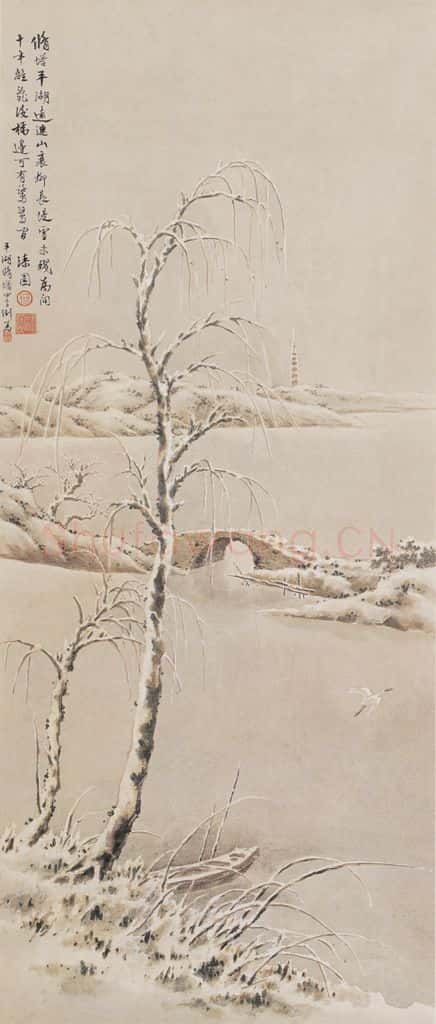 何漆园《断桥残雪》书画作品
