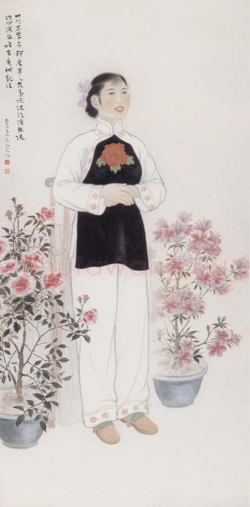 1959 方人定《最坚强的女人》书画作品