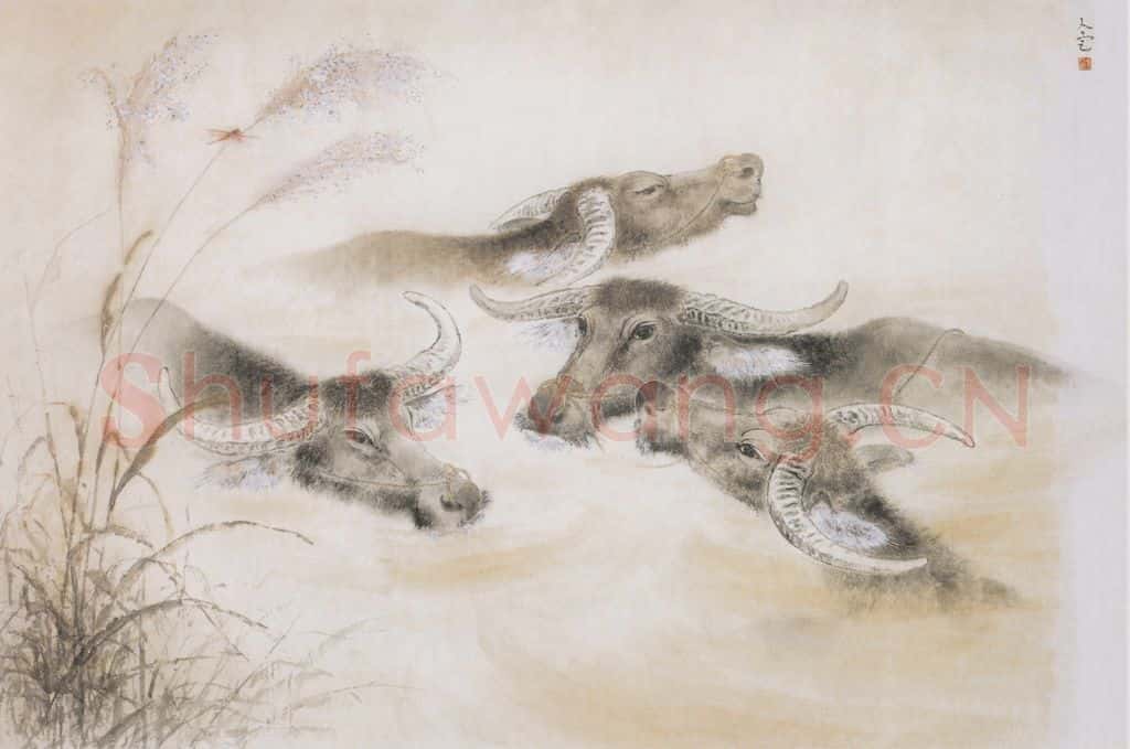 1963 方人定《四牛图》书画作品