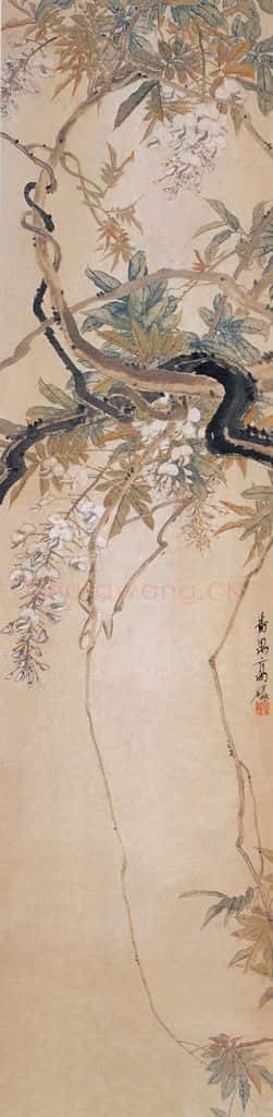 1900年 高剑父《花卉四条》书画作品