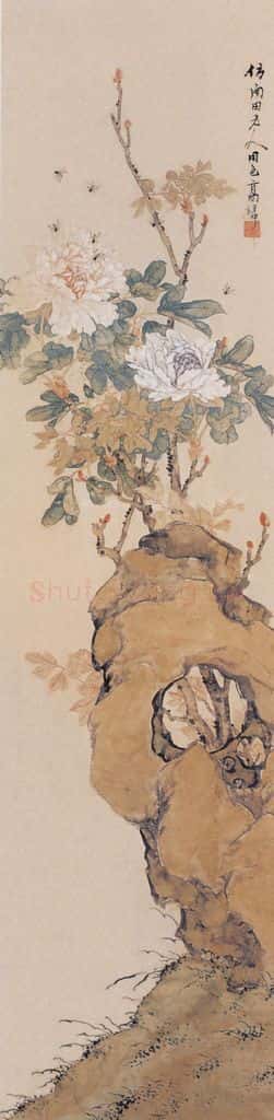 1900年 高剑父《花卉四条》书画作品