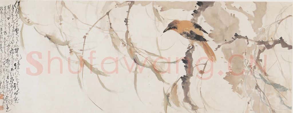  赵少昂《柳雀图》书画作品