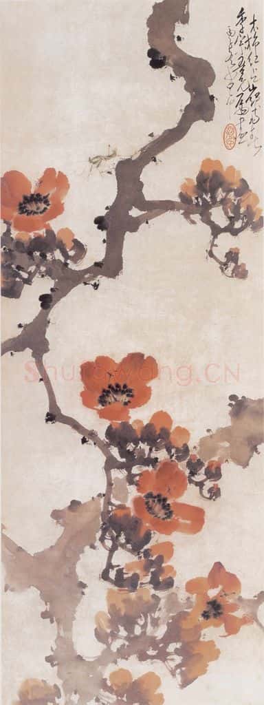 1936 赵少昂《木棉螳螂》书画作品