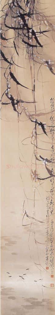 1936 赵少昂《绿杨花扑石溪烟》书画作品