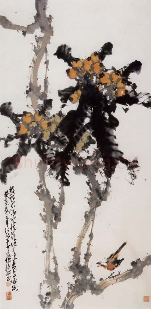 1983 赵少昂《晚翠》书画作品