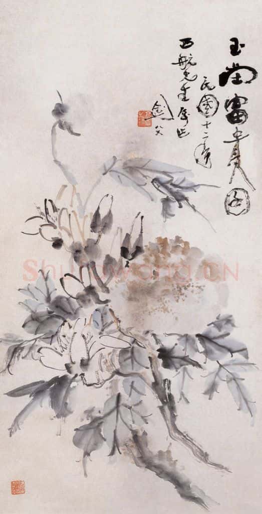 1923 高剑父《玉堂富贵图》书画作品