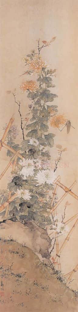 1900年 高剑父《花卉四条》书画作品