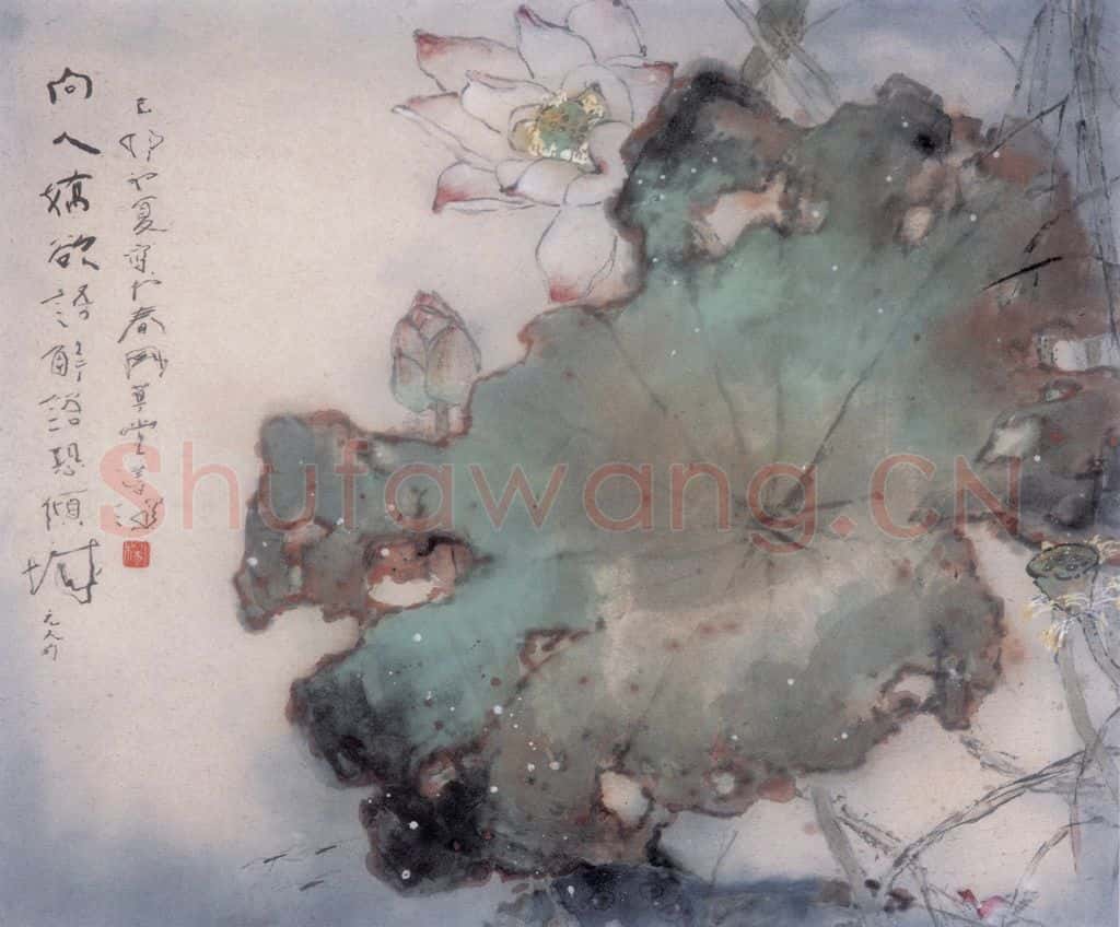 1999 杨善深《荷花》书画作品