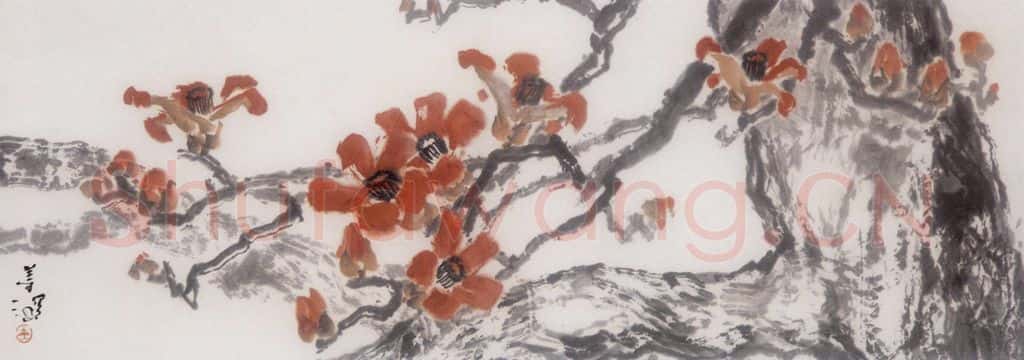 杨善深《红棉》书画作品