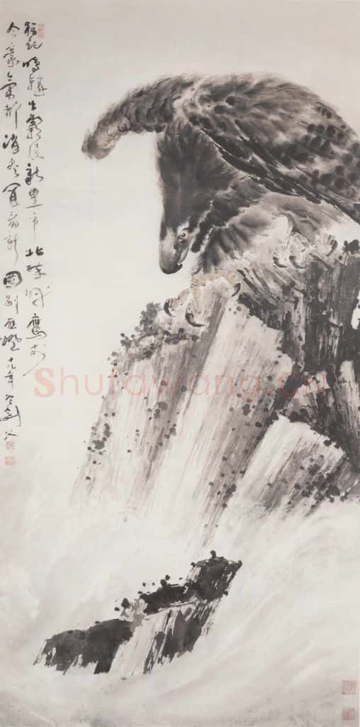 1929 高剑父《大鹰》书画作品