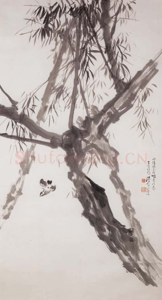 1936 陈树人《玄武湖雨后所见》书画作品