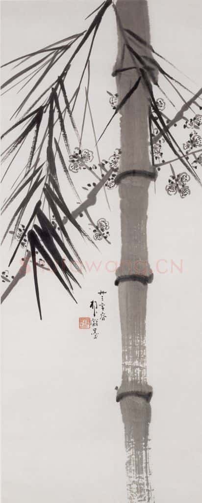 1944 陈树人《墨梅竹》书画作品