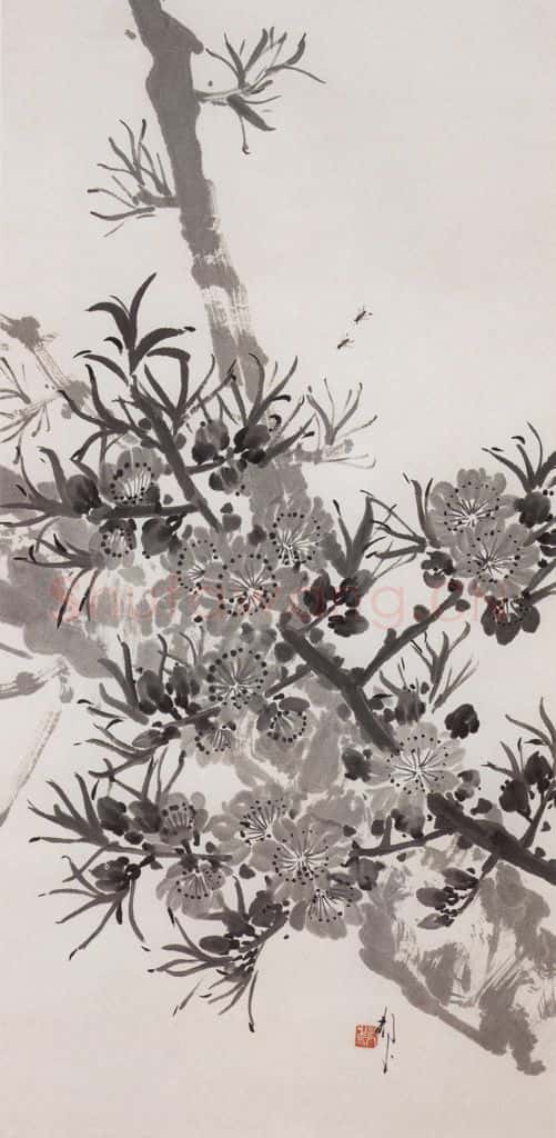 陈树人《春桃烂漫》书画作品