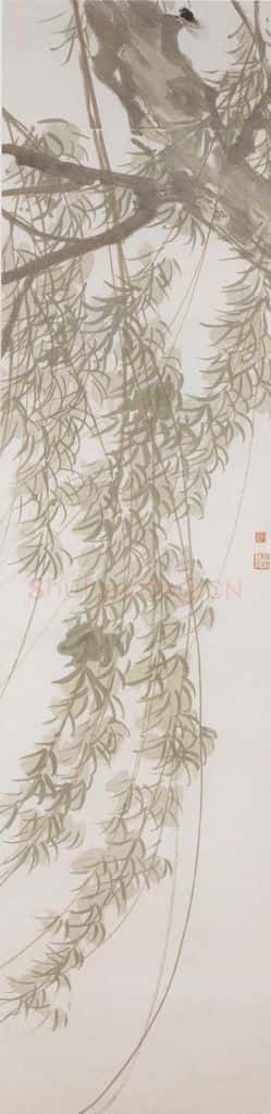 陈树人《夏柳鸣蝉》书画作品