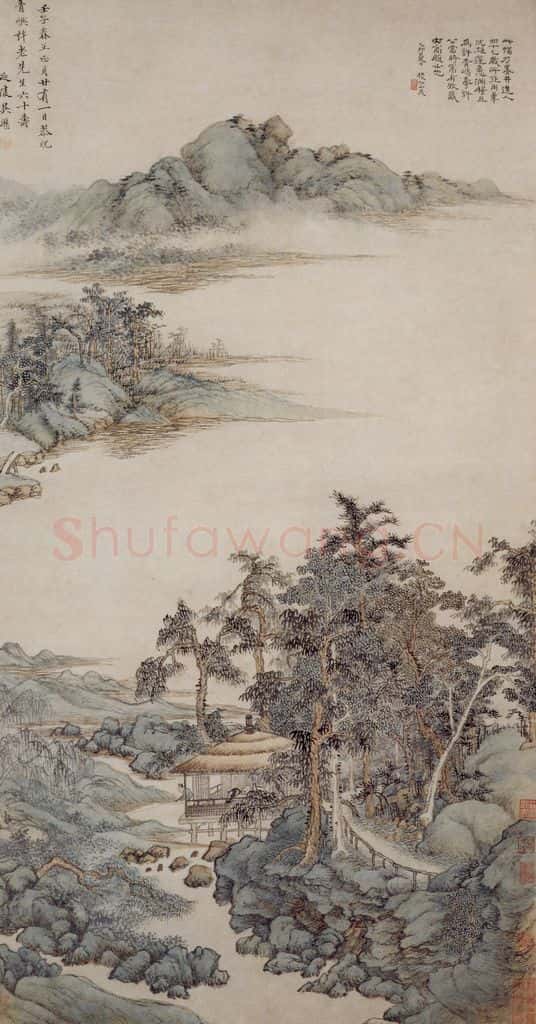 清 吴历 寿许青屿山水轴 书画作品