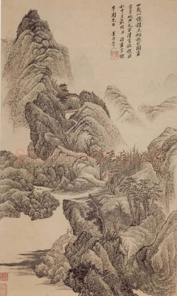 清 吴历 为唐半园作山水轴 书画作品